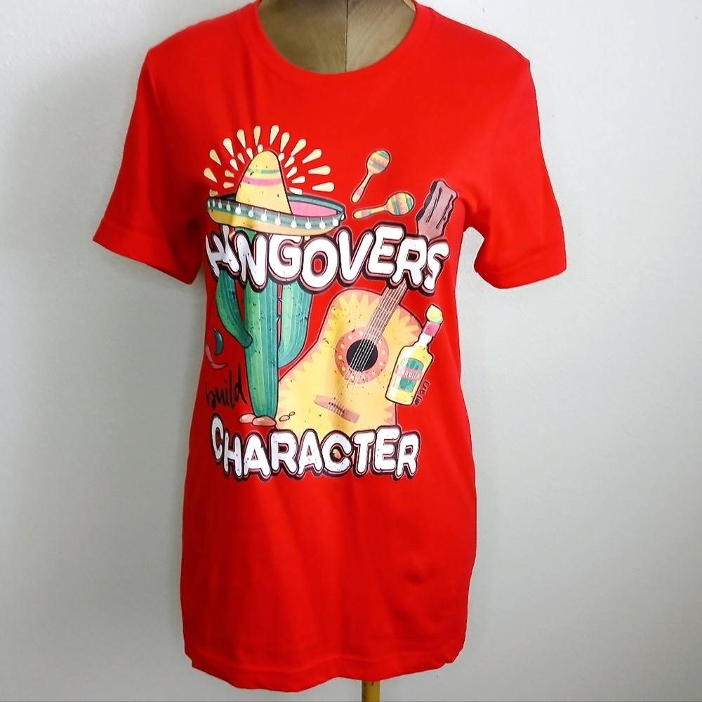 L&B Life Grahic Tee Women's Size Small Red Hangovers Build Character